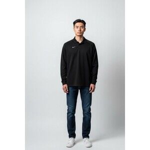 Nike Dri-Fit Polo Shirt Men’s Black Long Sleeve Nike size small embroidered Logo